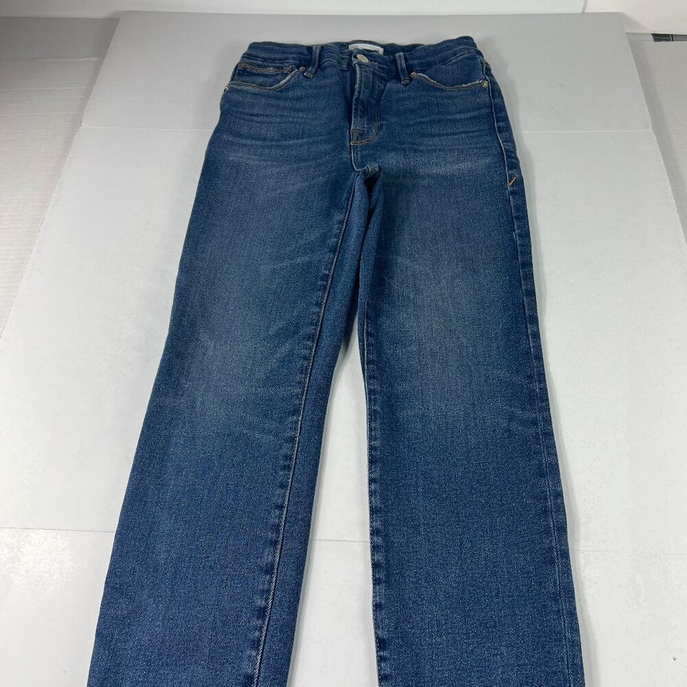 Good American Jeans Women's Measured 25x26 Good Legs Cigarette Blue Denim Tag 24